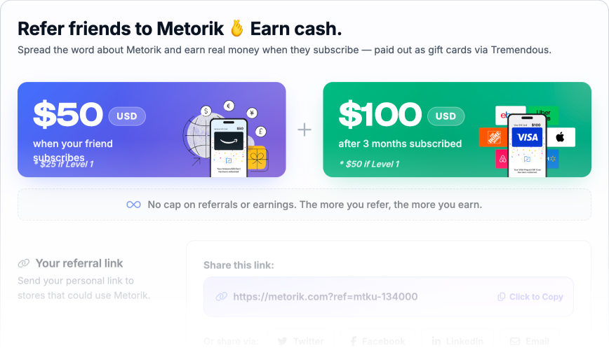 Refer-a-Friend program – earn $150 in prepaid VISA gift cards